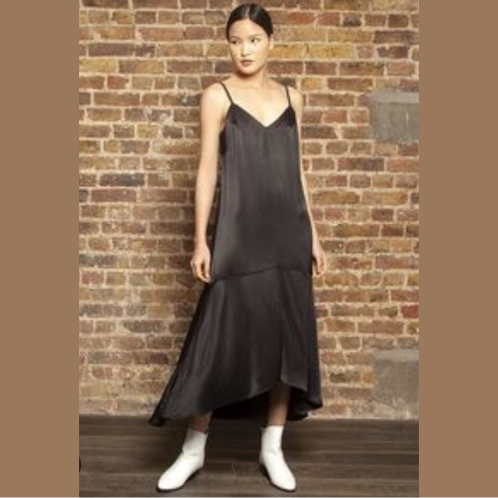 FRESHA London Black Slip Dress